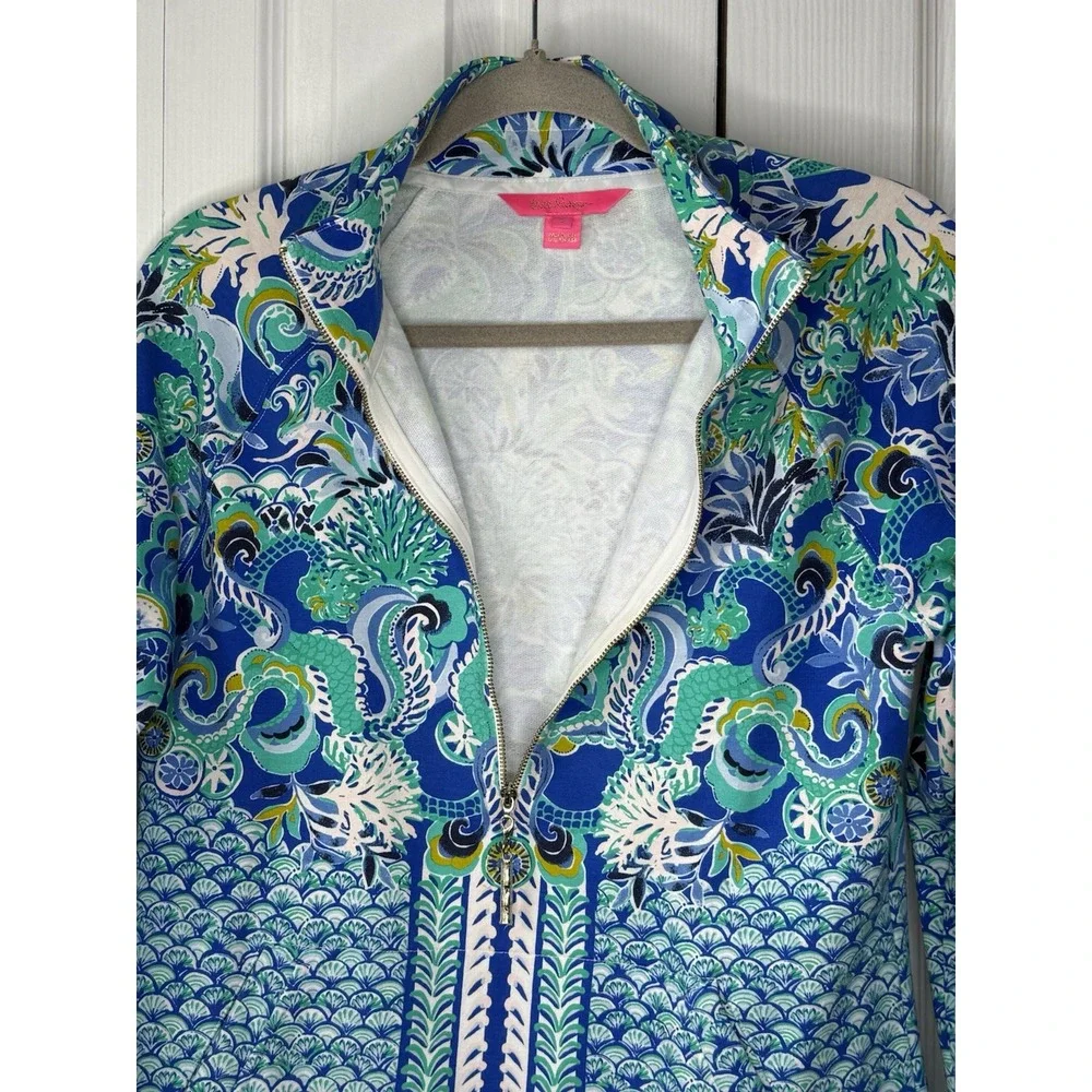 Lilly Pulitzer Blue Grotto Sirens & Spirit Skipper UPF 50 Pullover‎ Size Small
